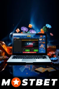 Laptop with aviator game at mostbet casino